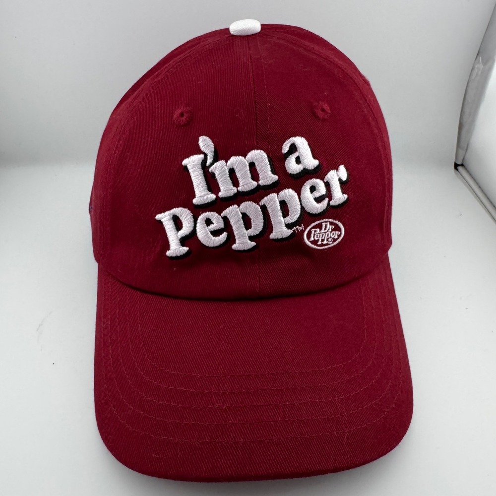 Dr Pepper Baseball Cap Unisex OS Maroon I'm a Pepper Embroidered Strapback Hat